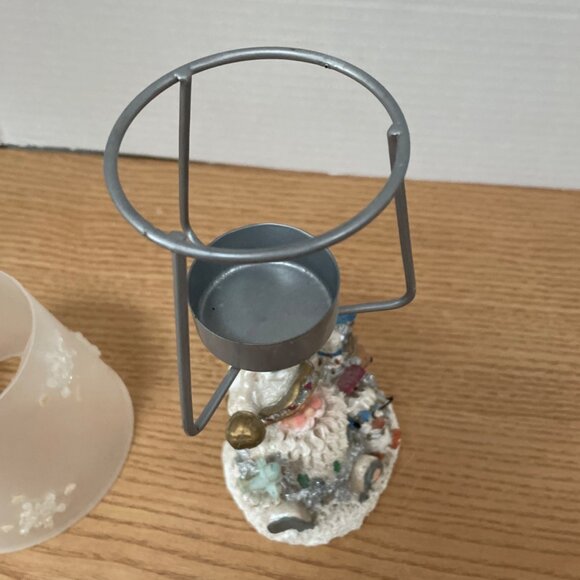 Vtg Christmas Santa Tealight Candle Table Lamp Penguin Birds w Snowflake Shade - Picture 5 of 8